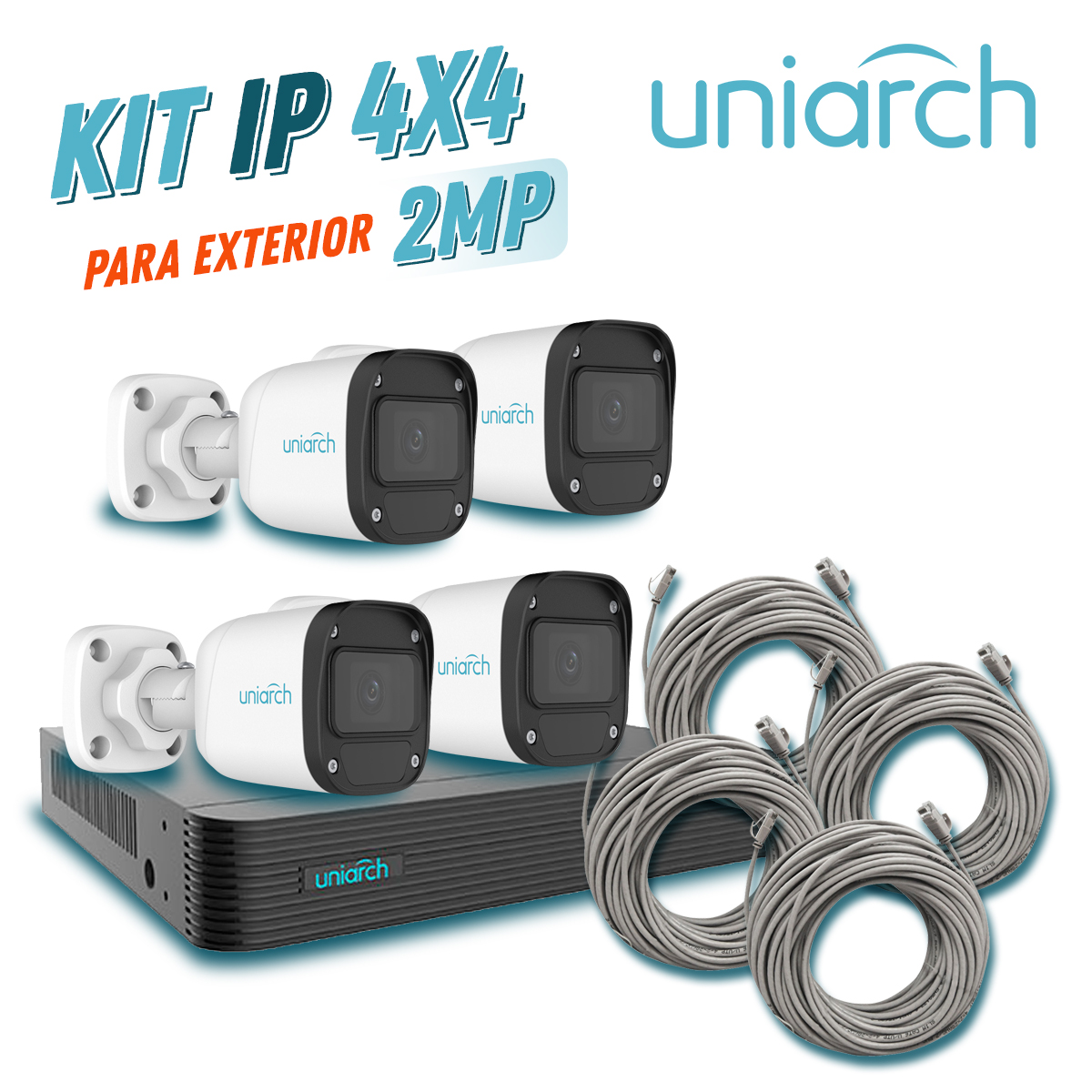 Videovigilancia KIT 4X4 UNIARCH IP EXTERIOR